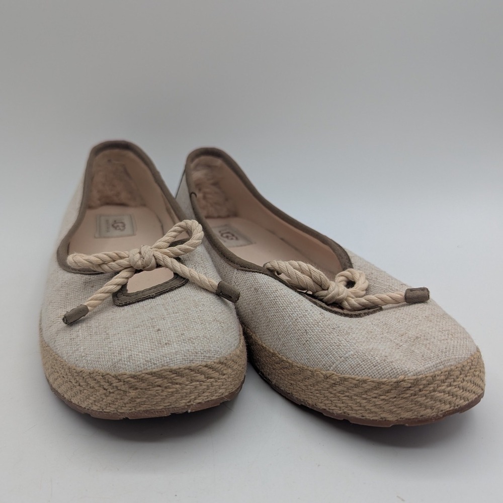 UGG Australia Lucianna Linen Espadrille Ballet Flats Natural 1008414 Womens 9.5